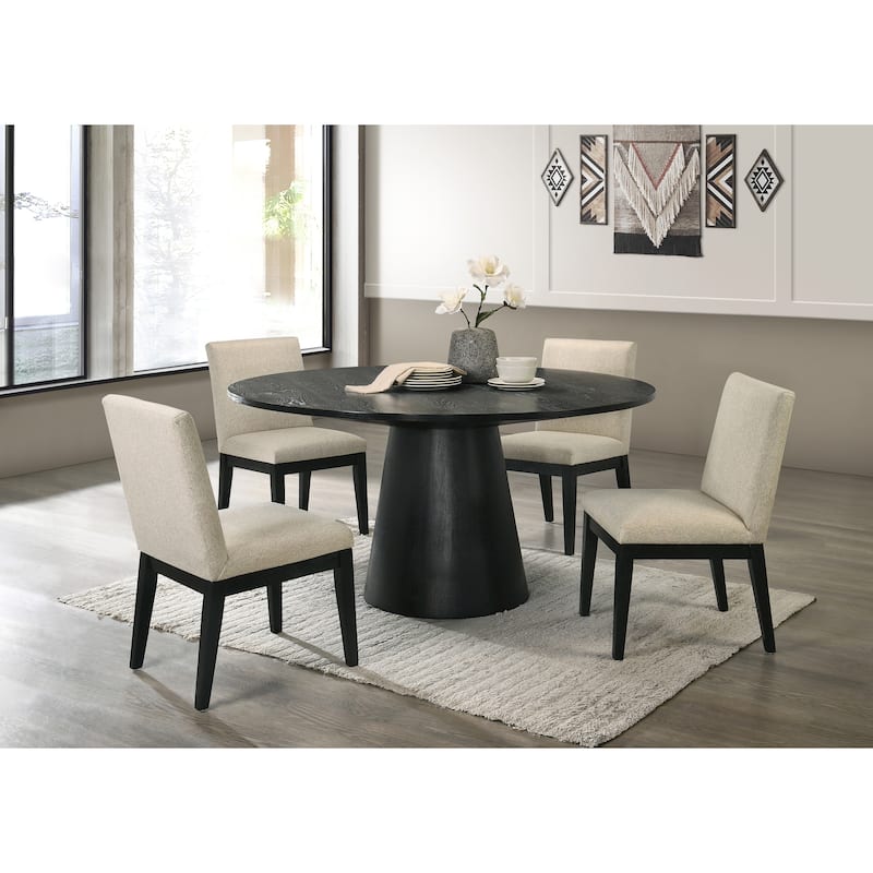 Piastro Black Dining Table with Pedestal Base