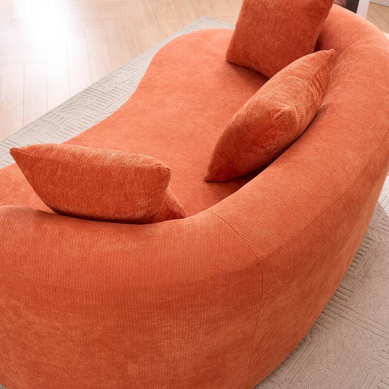 GDFStudio - Crescent-Shaped 67" Chenille Sofa with Self-Inflating Foam and Modular Design