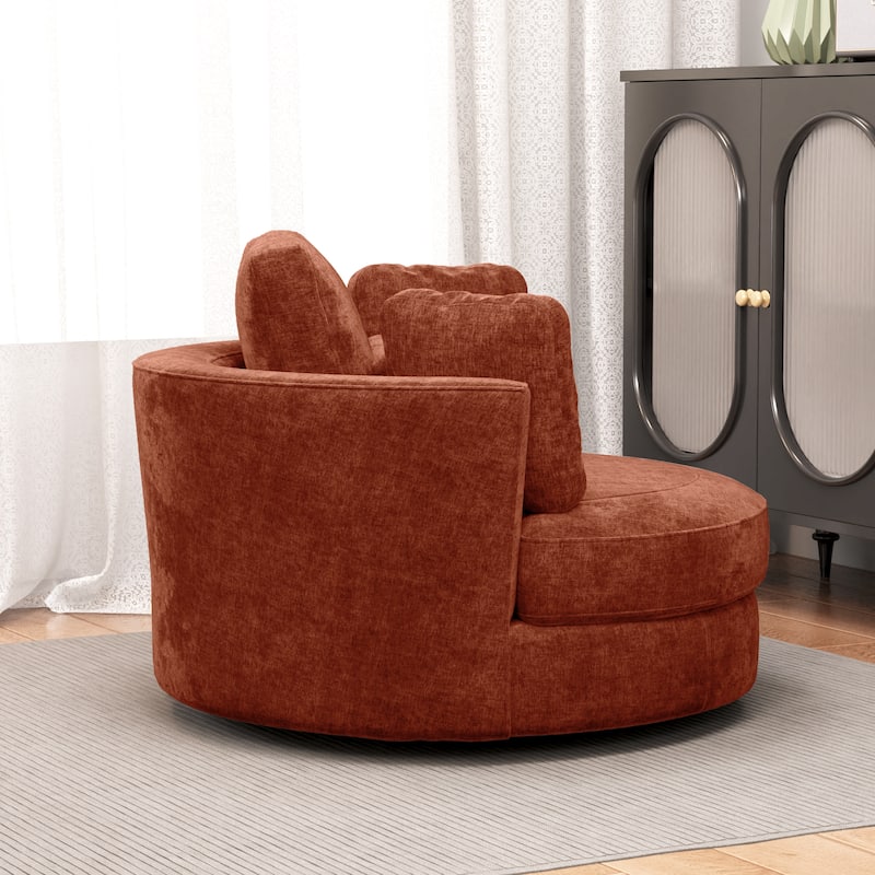 50.2"W Accent Barrel Chair,360° Swivel Club Chair with Metal Base