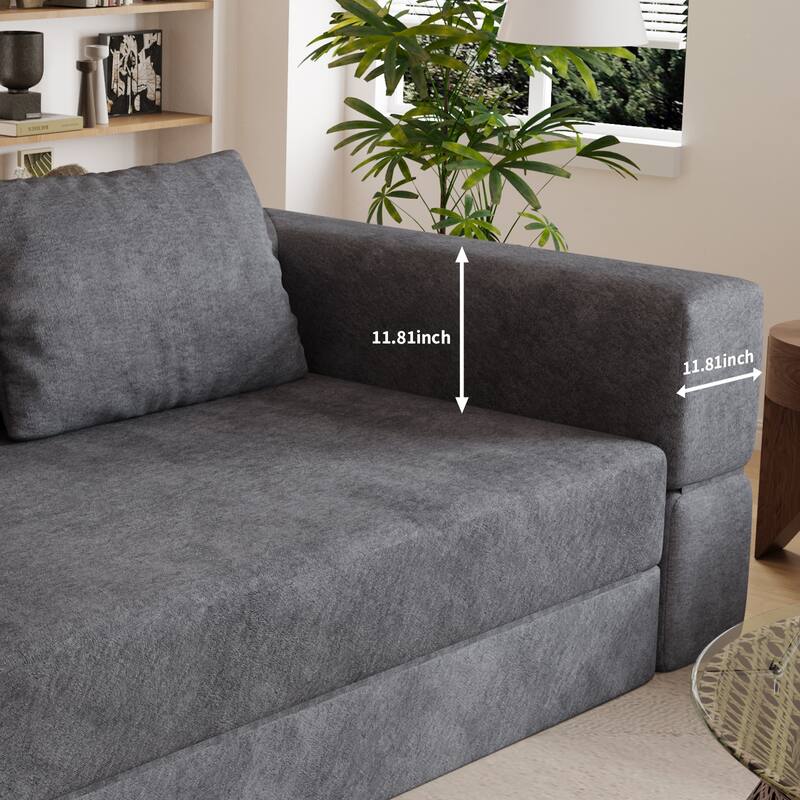 Sofa Bed with Rectangle Pillow and Cushions, Convertible Chair, Floor Couch and Sleeping Mattress, Folding