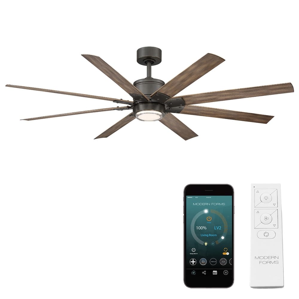 Renegade Indoor and Outdoor 8-Blade Smart Ceiling Fan 66in with 3000K LED Light Kit and Remote Control with Wall Cradle - 66