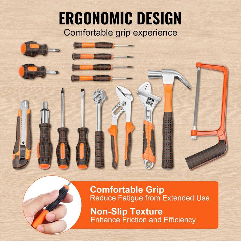 Multifunctional 216-Piece Hand Steel Repair Tools Set for DIY and Maintenance - 17.6 x 15.75 x 3.15 inch