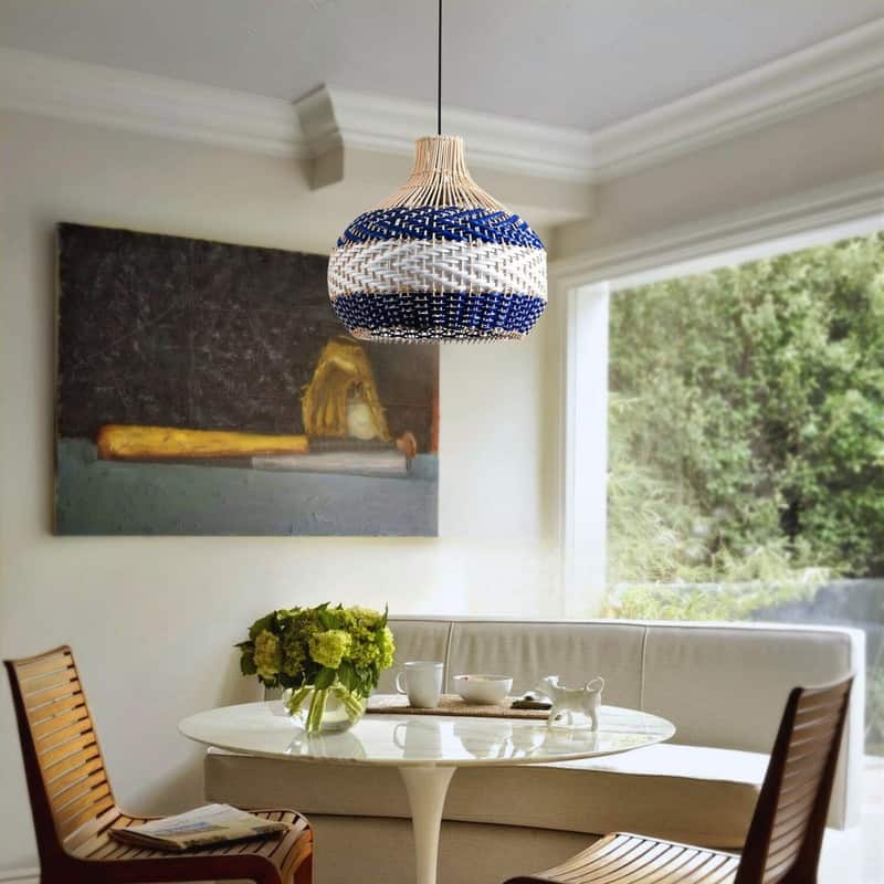 3 Light kitchen ighting blue white pendant lights faux rattan pendant light