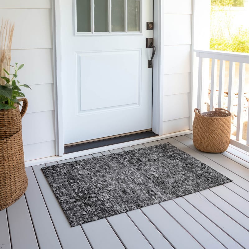 Machine Washable Indoor/ Outdoor Chantille Traditional Vintage Floral Rug