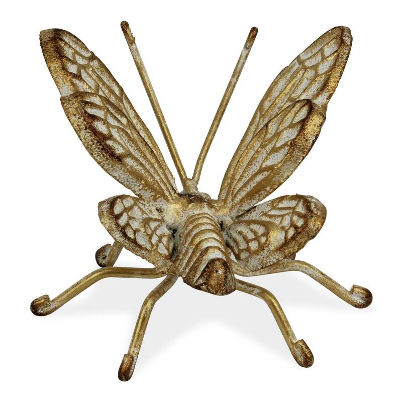 4.25" Gold Tone Handcrafted Butterfly Cast Iron Sculpture