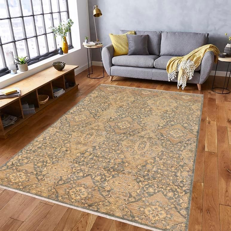 Shabby Chic Ziegler Brenden Gray Blue Hand-Knotted Wool Rug - 5'10'' x 9'1''