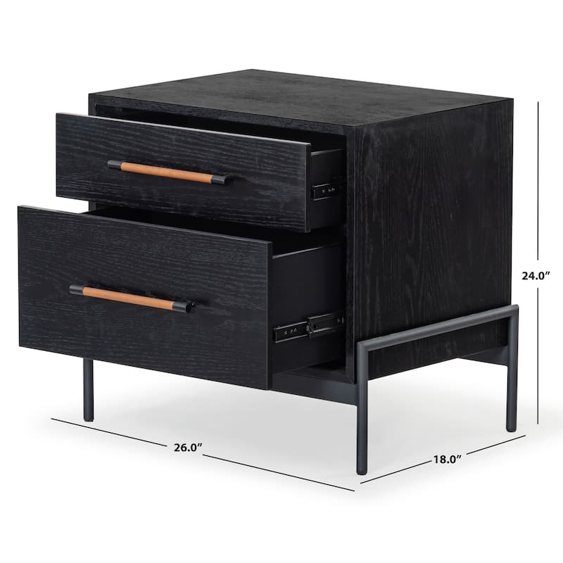 SAFAVIEH Couture Chandri Vegan Leather Wrapped Handle Nightstand
