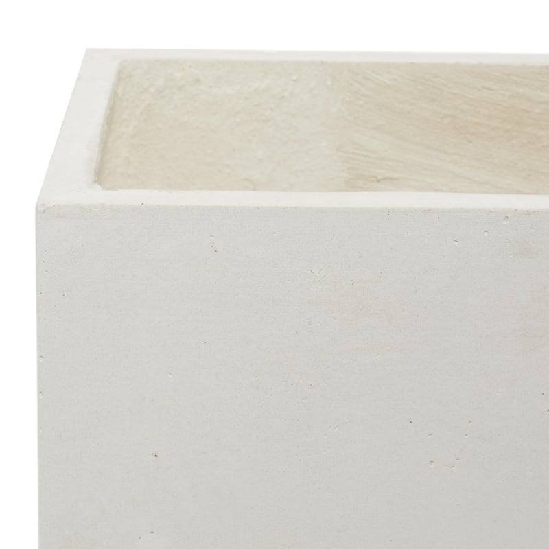 Fiberclay Ceramic Rectangular Indoor Outdoor Planter with Brown Wooden Legs - Set of 2 White - Roche River Decor