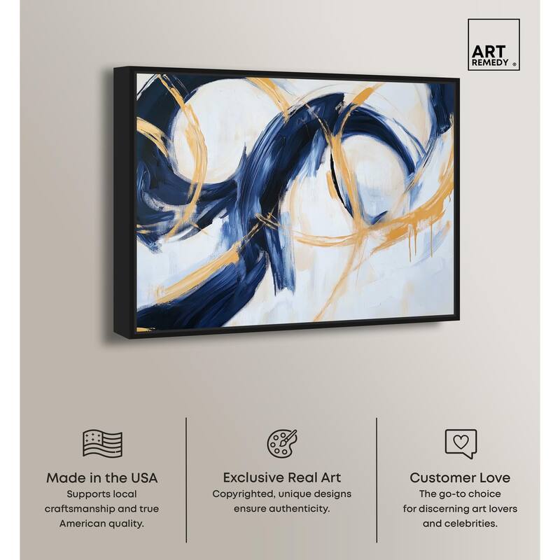Navy and Gold Rings I Canvas by Art Remedy