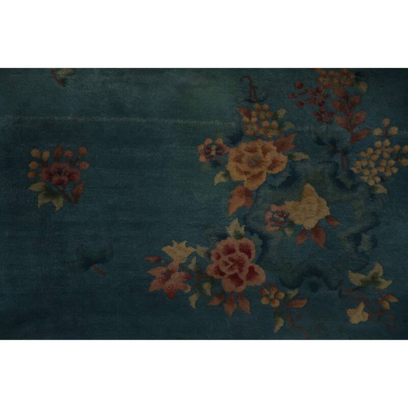 Hand Knotted Oriental 100% Wool Carpet Traditional Floral Green Art Deco Area Rug - 4' 11'' X 3' 1''