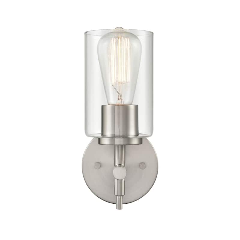 929 Lighting 1 Light bathroom Wall Sconce with clear Glass Shade - Brushed Nickel