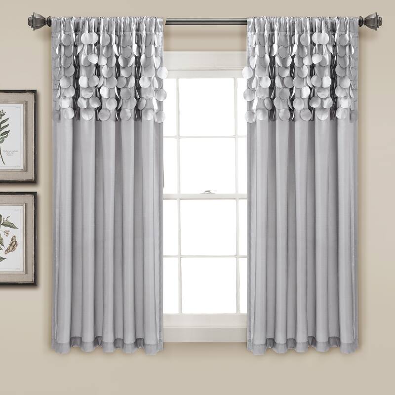 Lush Decor Circle Dream Curtain Panels (Set of 2) - 54"wx63"l - Light Gray