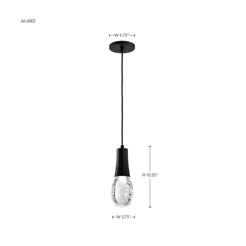 Lacey 4 Inch LED Pendant RGB/TW Starfish Enabled Matte Black with K9 Bubble Crystal