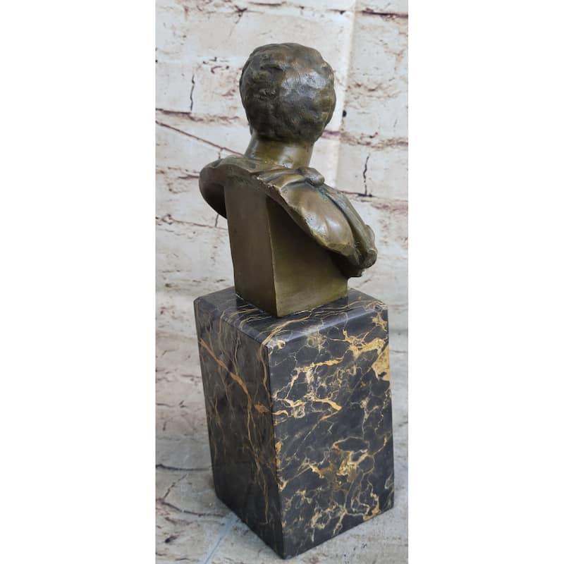 Marc Antony Bronze Metal Bust Sculpture On Marble Base - Signed Original Milo