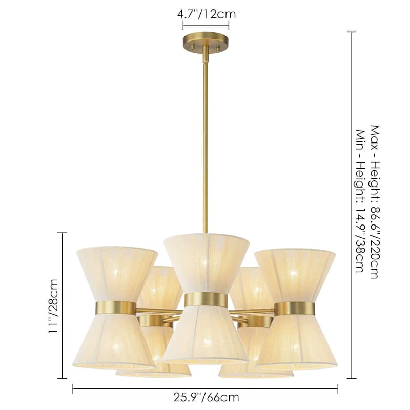 Halia 10 - Light Hand-woven Ivory Rope Hourglass Chandelier - 26 in. W x 86.6 in. H