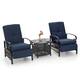 Outdoor Adjustable Cushioned Metal Patio Recliner Lounge Chair