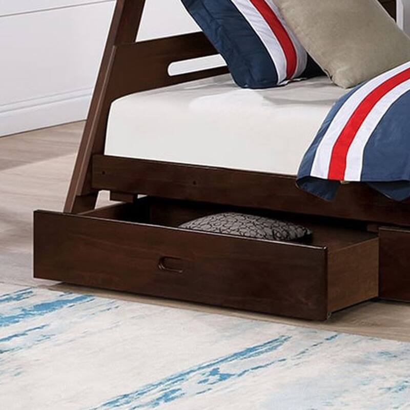Modern Espresso Solid Wood Twin Bunk Bed with Storage Drawers