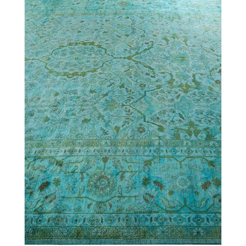 Overdyed, One-of-a-Kind Hand-Knotted Area Rug - Blue - 9' 1" x 12' 3"