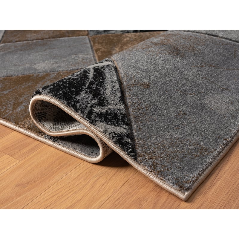 Alexia Collection Geometric Gray/Brown Indoor Contemporary Area Rug