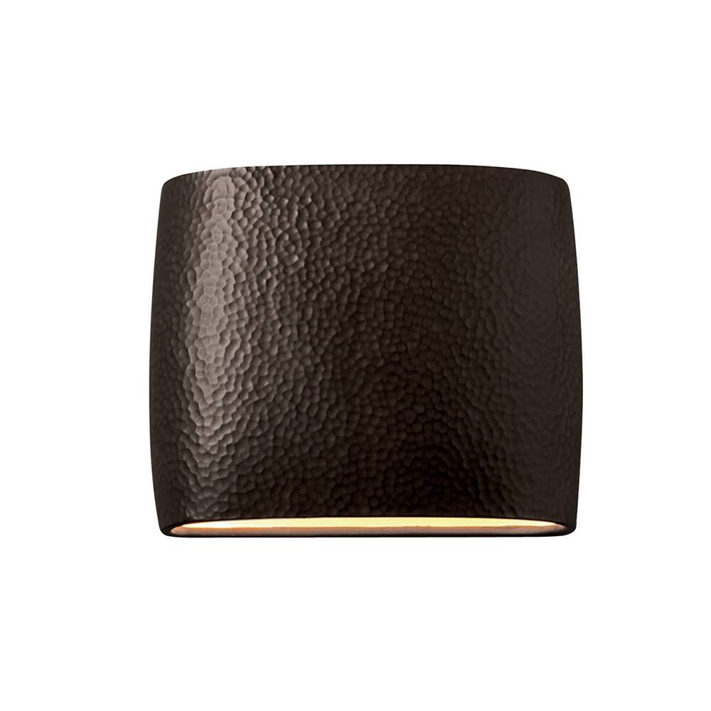 Justice Design Group Ambiance ADA Outdoor Ceramic Wide Oval Wall Sconce with Open Top & Bottom