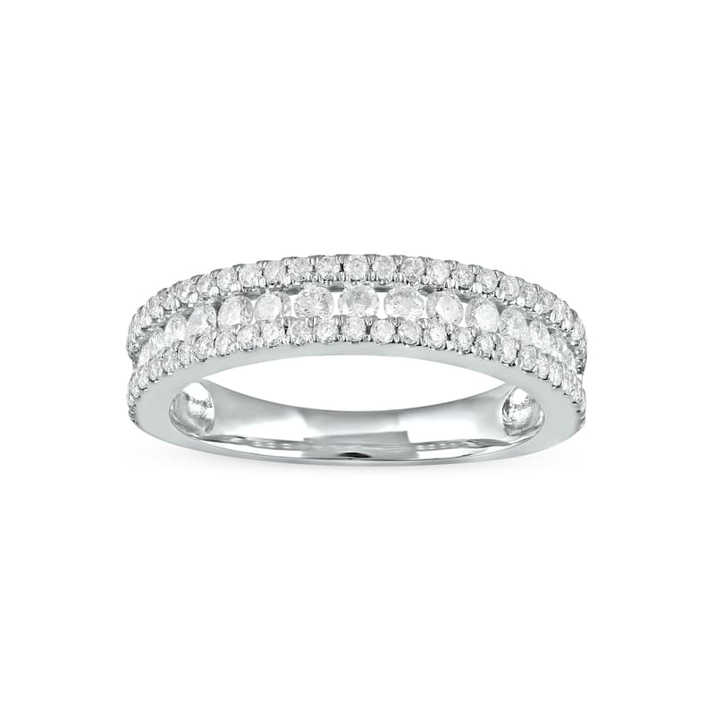 IGI Certified 3/4ct TDW Diamond Wedding Band in 14k Gold for Women - Size 7 - White Gold