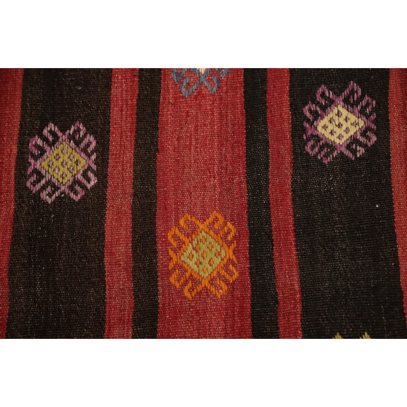 Hand Woven Oriental 100% Wool Carpet Southwestern Tribal Red Kilim Area Rug - 9' 1'' X 5' 10''