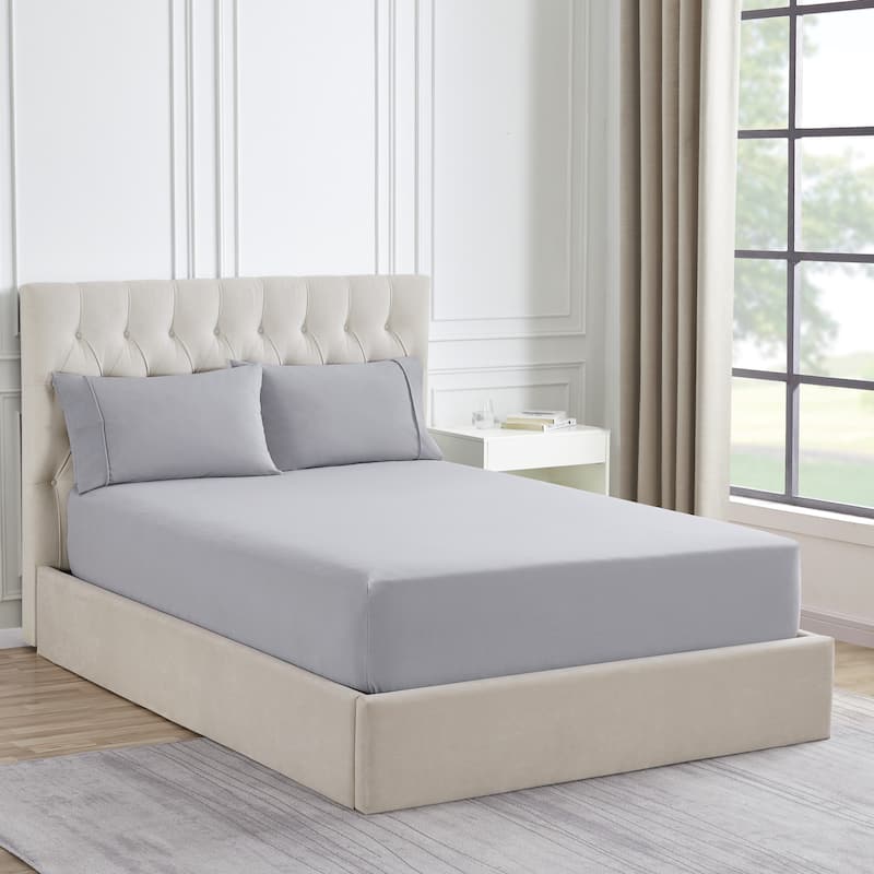 1500 Supreme Collection Microfiber Flannel Fitted Sheet - Silver - Full