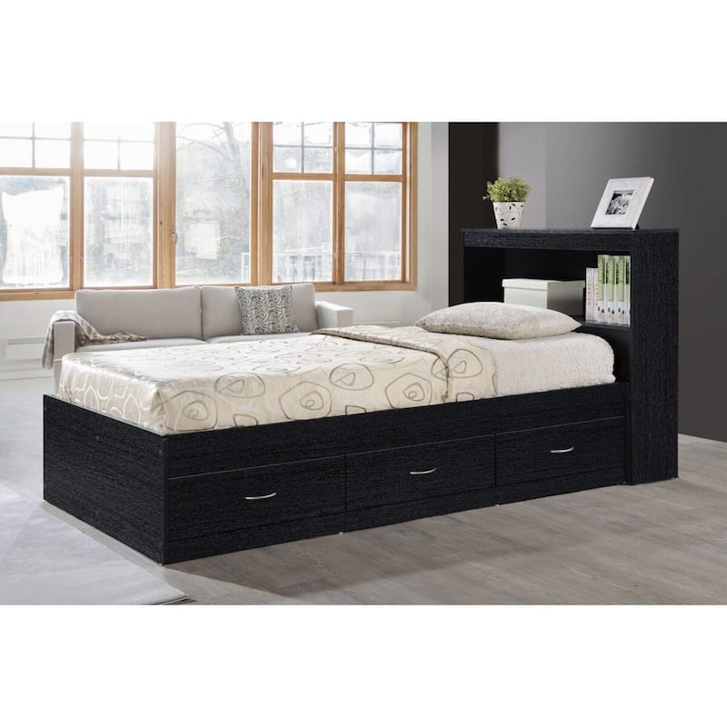 85.5" Black Captain Bed with 3 Drawers and Headboard - Twin Size