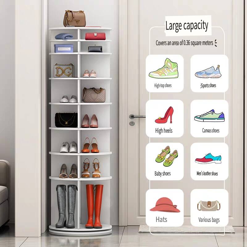 7 Tier/8 Tier Rotating Shoe Rack Tower, Vertical Spinning Shoe Display, Revolving 360 Shoes Rack Storage Round Carousel