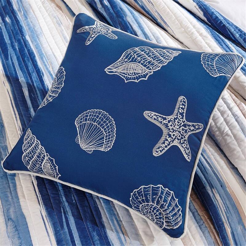GDF Studio - Watercolor Stripe Reversible Quilt Set with Decorative Pillows