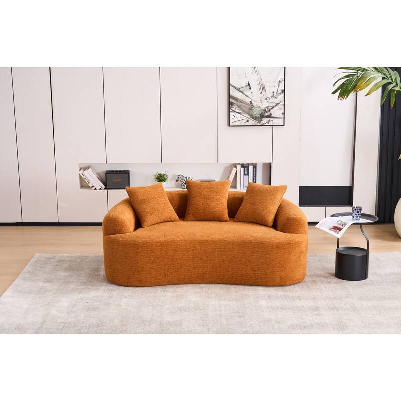 65" Classic 2-Seater Fabric Sofa with Memory Foam & 3 Pillows