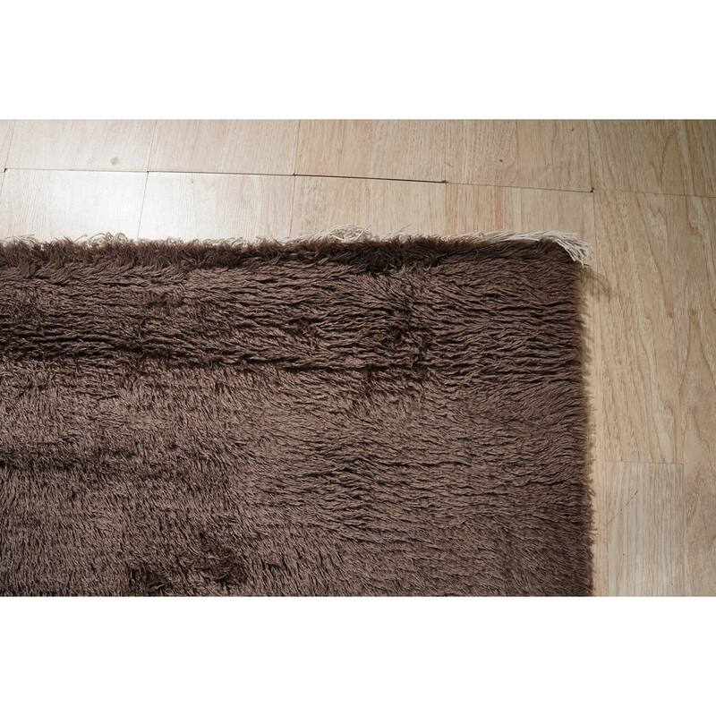 Brown Hand-Knotted Wool Art Deco Rug, 9' x 12', soft elegant area rug - L