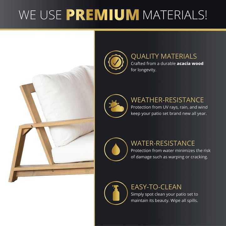 Kinger Home Ciera 4-Piece Acacia Deep Seating Patio Set