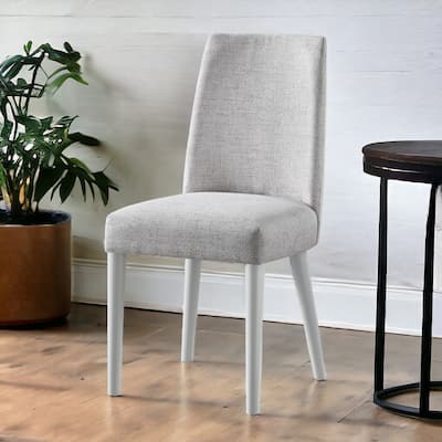 Modern Grey Fabric Armless Parsons Chair with Solid Wood Legs - 23.25” x 18.5” x 37”