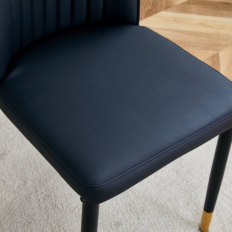 A set of 4 dining chairs, black dining chair set, PU material high backrest seats and sturdy leg chairs for kitchens