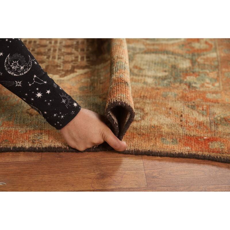 Brown Sarab Persian Vintage Area Rug Hand-Knotted Wool Carpet - 4'11"x 10'10"