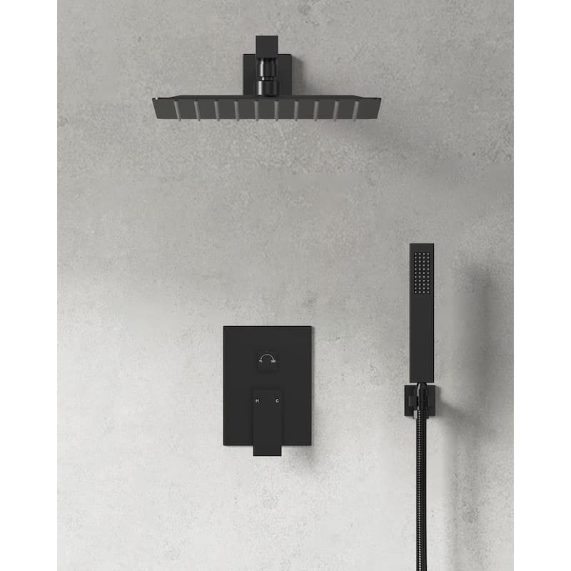 GRANDJOY Shower System 10" High Pressure Rainfall Shower Head with Handheld Spray Combo