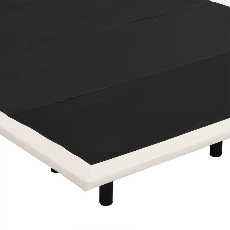 PU Leather Floating Platform Bed, Soft Foam Headboard Bed Bath