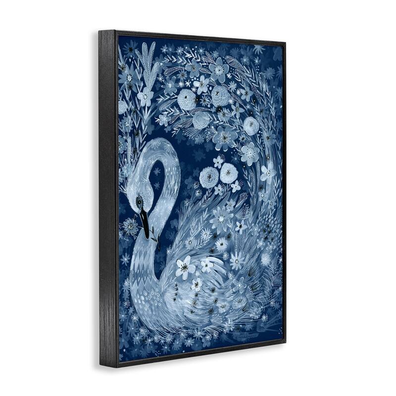 Stupell Swirling Florals Swan Framed Giclee Art Design By Kay Widdowson