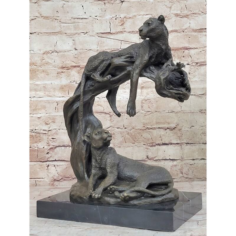 Cheetah Family Bronze Statue Sculpture Safari African Art Signed Original Art 14 Inches X 10.5 Inches