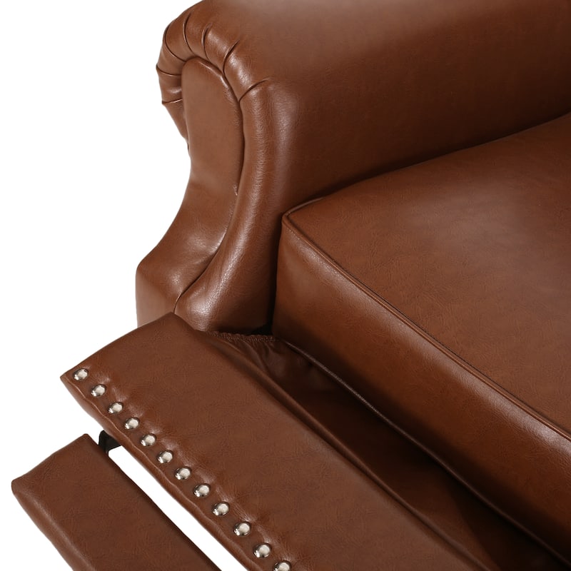 Sunapee Fabric and Rubberwood Recliner with Nailhead Trim by Christopher Knight Home