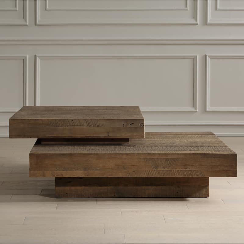 Modern Reclaimed Oak Coffee Table - 57" - Brown