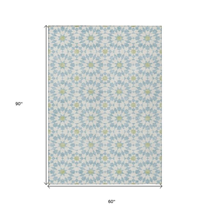 HomeRoots Floral Medallion Transitional Rectangle Outdoor Rug