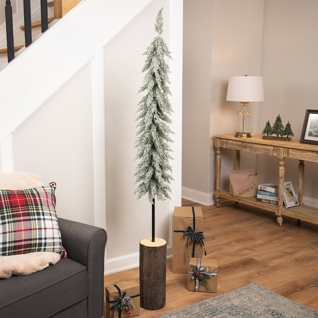 Slim Flocked Downswept Norfolk Pine Artificial Christmas Tree - 5.5' - Unlit