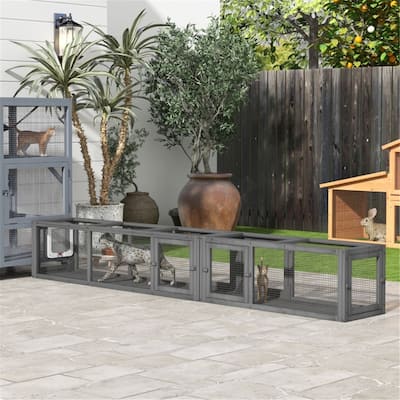 Dark Grey 8 Doors with Windows Cat Cage with Removable Doorknobs