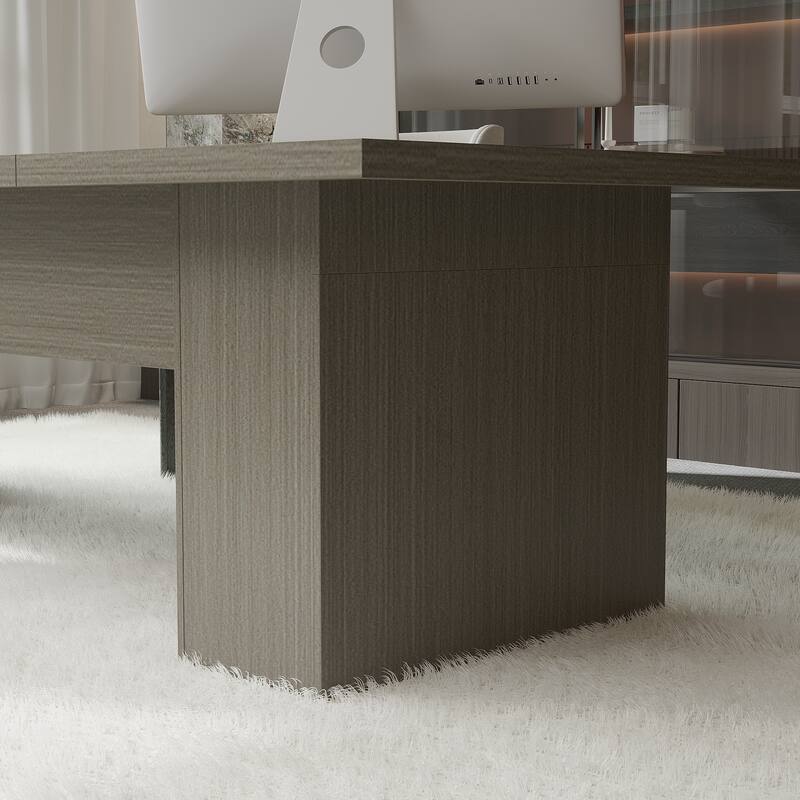 118.1" Large Conference Table, Modern Executive Office Desk with Heavy Duty Wood Base, Seats 8–10 Dining Table