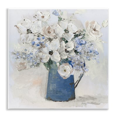 Stupell Bouquet in Blue Country Vase Wall Plaque Art Design By Sally Swatland