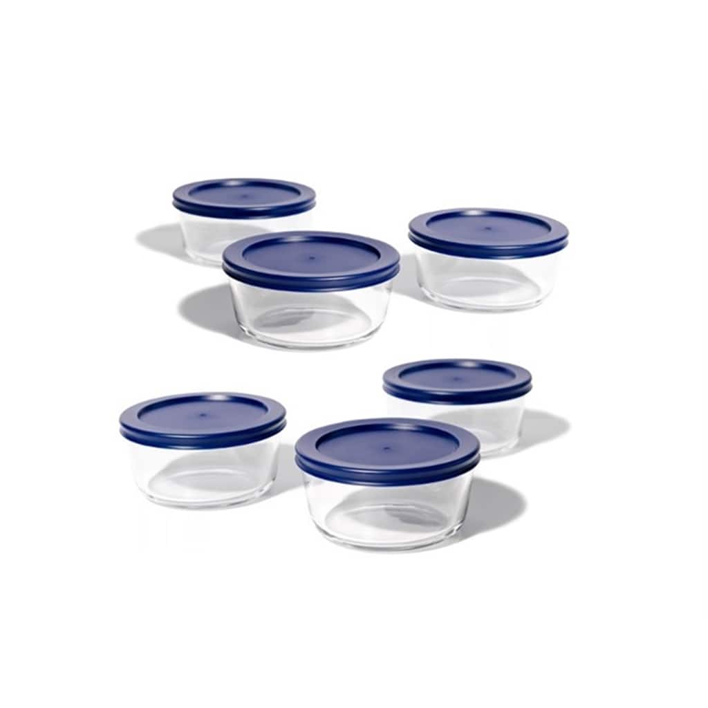 Glass Food Storage Containers Set - Round, 2-Cup (16oz) BPA-Free, Microwave & Oven Safe, Airtight Lids