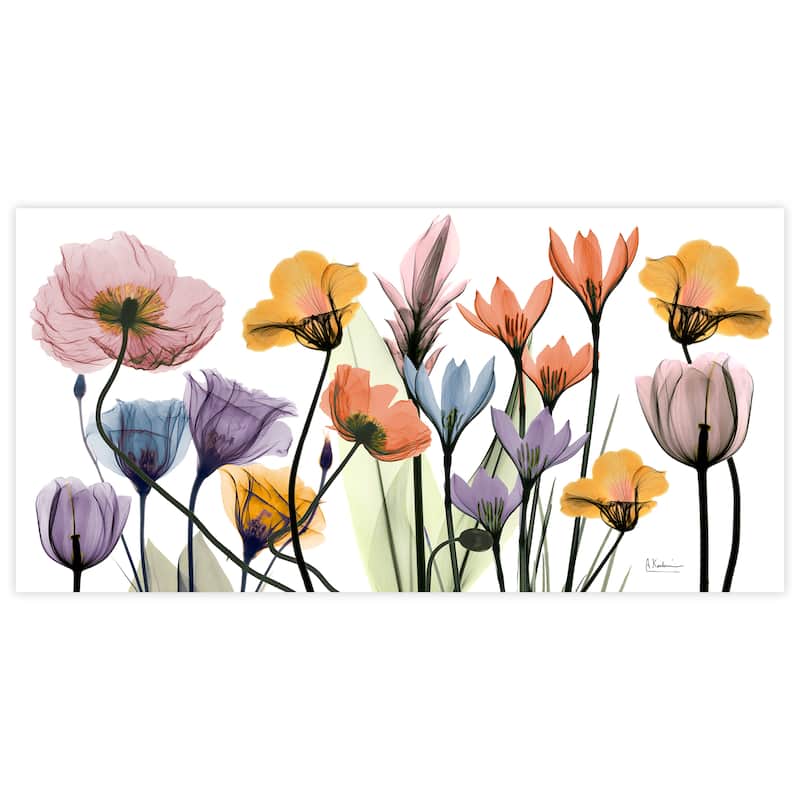 "Flowerscape Portrait" Frameless Free Floating Tempered Glass Panel Graphic Wall Art