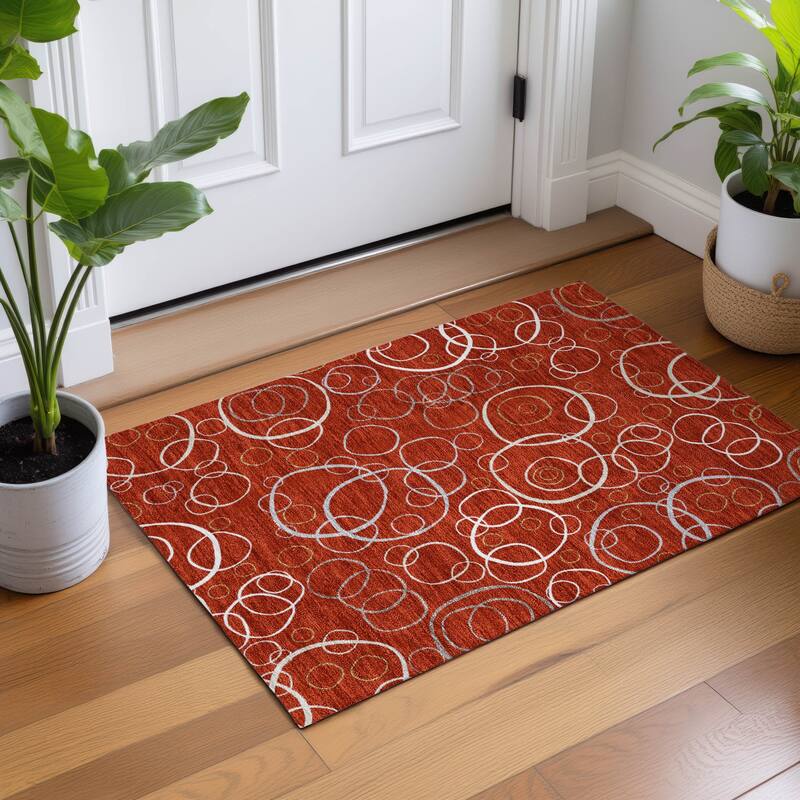 Machine Washable Indoor/ Outdoor Contemporary Nexus Chantille Rug